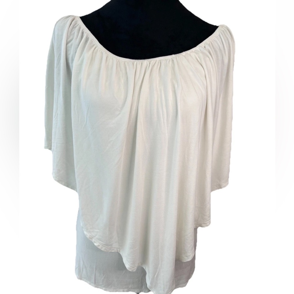 Survival ladies medium tank flutter off shoulder elastic pullover top sexy beach